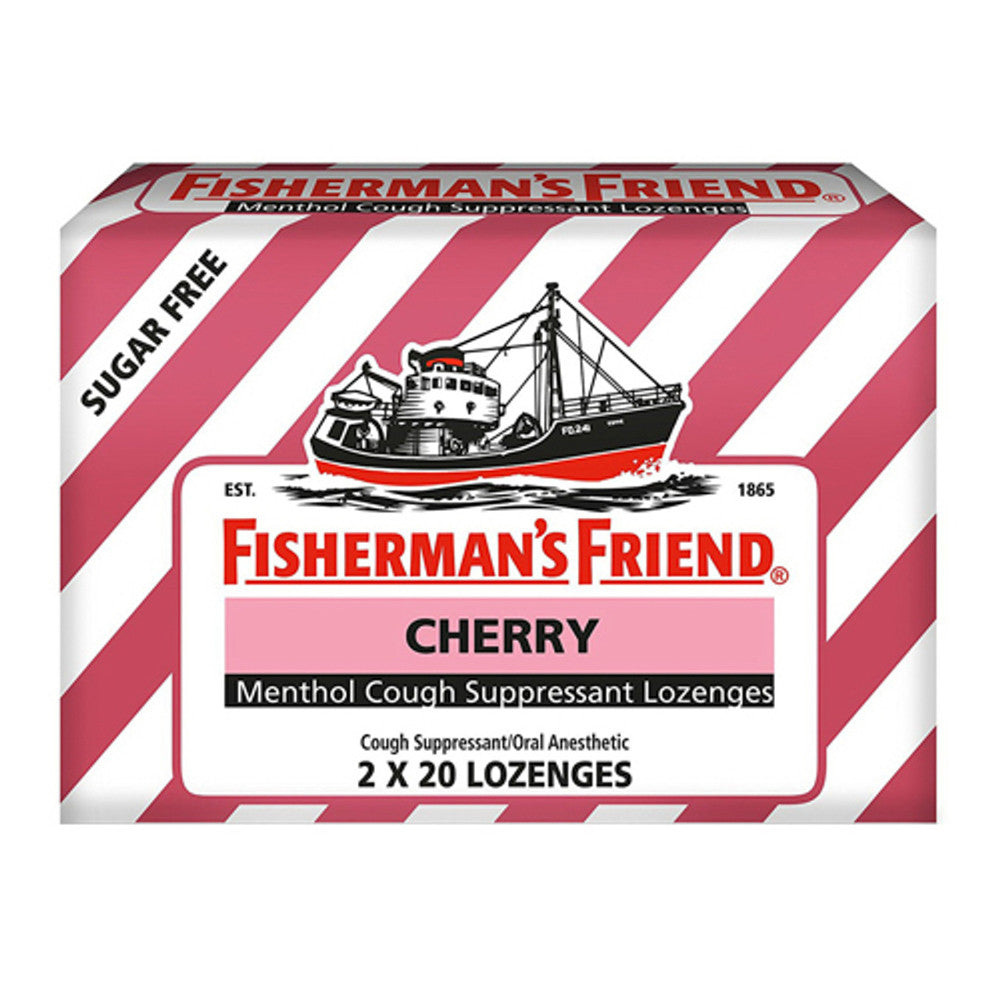 Fishermans Friend Sugar Free Cherry Menthol Cough Drops, Cough Suppressant Lozenges, 40 Ea